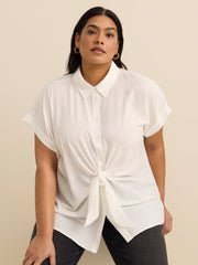 Knotted Buttoned-Down Blouse