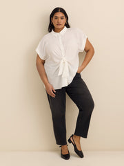 Knotted Buttoned-Down Blouse