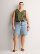 Responsible, Gray Leaf-Print Sleeveless V-Neck Swing Top
