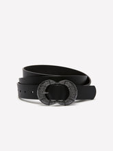 Denim Belt with Embellished Buckle