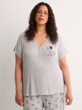 Grey Textured Henley Pyjama Top with Dalmatian Print - Disney
