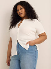 Short-Sleeve Rib Knit Cardigan