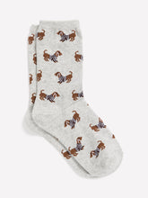 Heather Grey Crew Socks with Dog Print