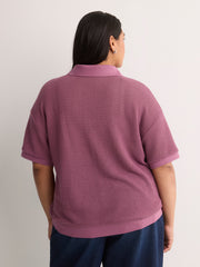 Crochet Waffle Polo Shirt - Active Zone