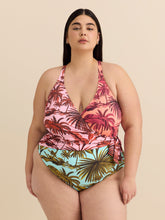 Colourful Knotted Wrap V-Neck One-Piece Swim Suit - Bleu Rod Beattie