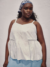 Linen Blend Swing Cami Blouse with Pintuck Detail