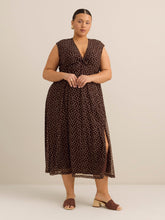 Knotted V-Neck Mesh Maxi Dress - Addition Elle