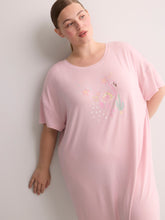 Responsible, Lilac Short-Sleeve Sleepshirt with Flamingo Print