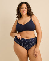 Wireless Navy Cotton Bra with Lace Trim - ti Voglio