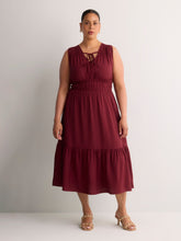 Red Sleeveless V-Neck Tiered Maxi Dress - Addition Elle