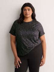 Responsible, Black Leopard-Print Short-Sleeve T-Shirt with Mesh Inserts - Active Zone