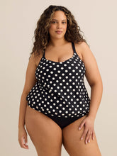 Printed Blouson Tankini Top with Back Ring Detail