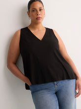 Responsible, Black Sleeveless V-Neck Swing Top