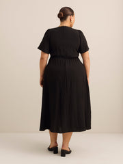 Black Midi Wrap Dress - Addition Elle