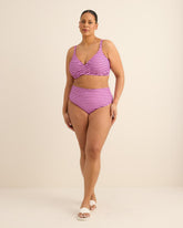 Leaf/Striped High-Rise Reversible Swim Brief