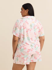 Responsible, Flamingo Short-Sleeve Buttoned-Down Pyjama Shirt - ti Voglio