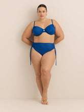 Blue Satin High-Rise Swim Brief with Side Ties