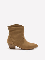 Extra Wide Width, Taupe Block-Heel Western Booties
