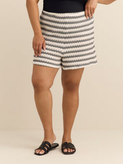 White Striped Textured Cover-Up Short - Cover Me