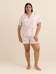 Responsible, Flamingo Short-Sleeve Buttoned-Down Pyjama Shirt - ti Voglio
