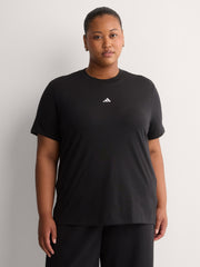 Black Short-Sleeve Crewneck Tee with Small Logo - adidas
