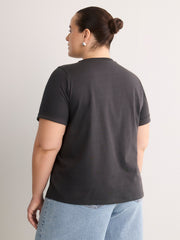 Straight-Fit Crew-Neck T-Shirt with Embroidered Front