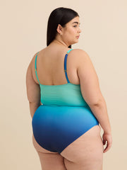 One-Piece Swimsuit with Shirred Bandeau Top - Bleu Rod Beattie