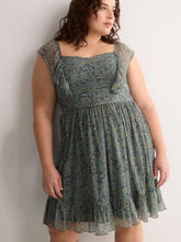 Fit-and-Flare Sangria Flutter Sleeve Dress