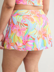 Floral High-Waisted Skirted Swim Brief - Bleu by Rod Beattie