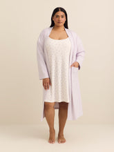 White Sleeveless Floral Print Pointelle Nighty - ti Voglio