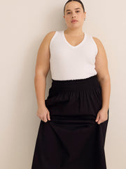 Cotton Poplin Pull-On Maxi Skirt