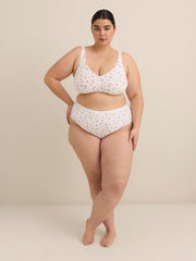 Cheeky White Floral-Print Cotton Brief - ti Voglio