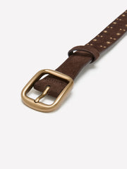 Brown Faux Suede Studded Denim Belt