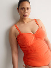 Orange Bandeau High-Leg One-Piece Swimsuit
