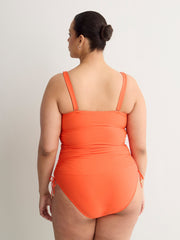 Orange Bandeau High-Leg One-Piece Swimsuit