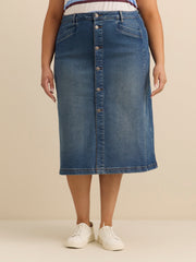 Midi Denim Skirt with Front Buttons - d/C Jeans