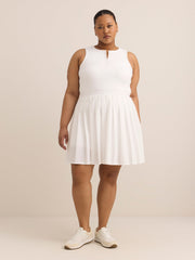 White Pleated Tennis Dress with Open Back - Active Zone