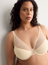 Grey Underwire Clip Dot Mesh Balconette Bra with Lace - Déesse Collection