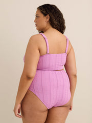 Violet Eyelet Longline Crop Bikini Top