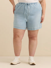 Mid-Rise Knit-Like Denim Shorts - d/C Jeans