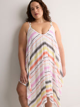 Striped Sharkbite V-Neck Cover-Up Dress