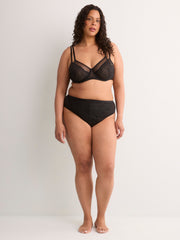 Black Unlined Underwire Double-Layer Lace Bra - Déesse Collection