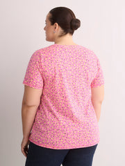 Curvy-Fit Printed Short-Sleeve Crew-Neck Tee