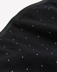 Black Dotted Cotton Thong with Shiny Elastic - ti Voglio