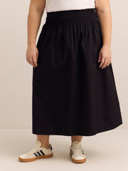 Cotton Poplin Pull-On Maxi Skirt