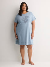 Blue Short-Sleeve Sleepshirt with Squirrel Print - tiVOGLIO