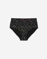 Black Cotton Blend Full Brief with Rose Bud Print - tiVOGLIO