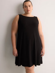 Responsible, Ribbed Sleeveless Boat Neck Swing Dress