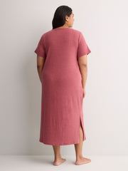 Heather Red Textured Long Short-Sleeve Sleepshirt - tiVOGLIO