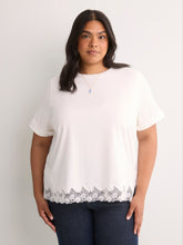 Straight-Fit Short-Sleeve Crew-Neck T-Shirt with Lace Hem